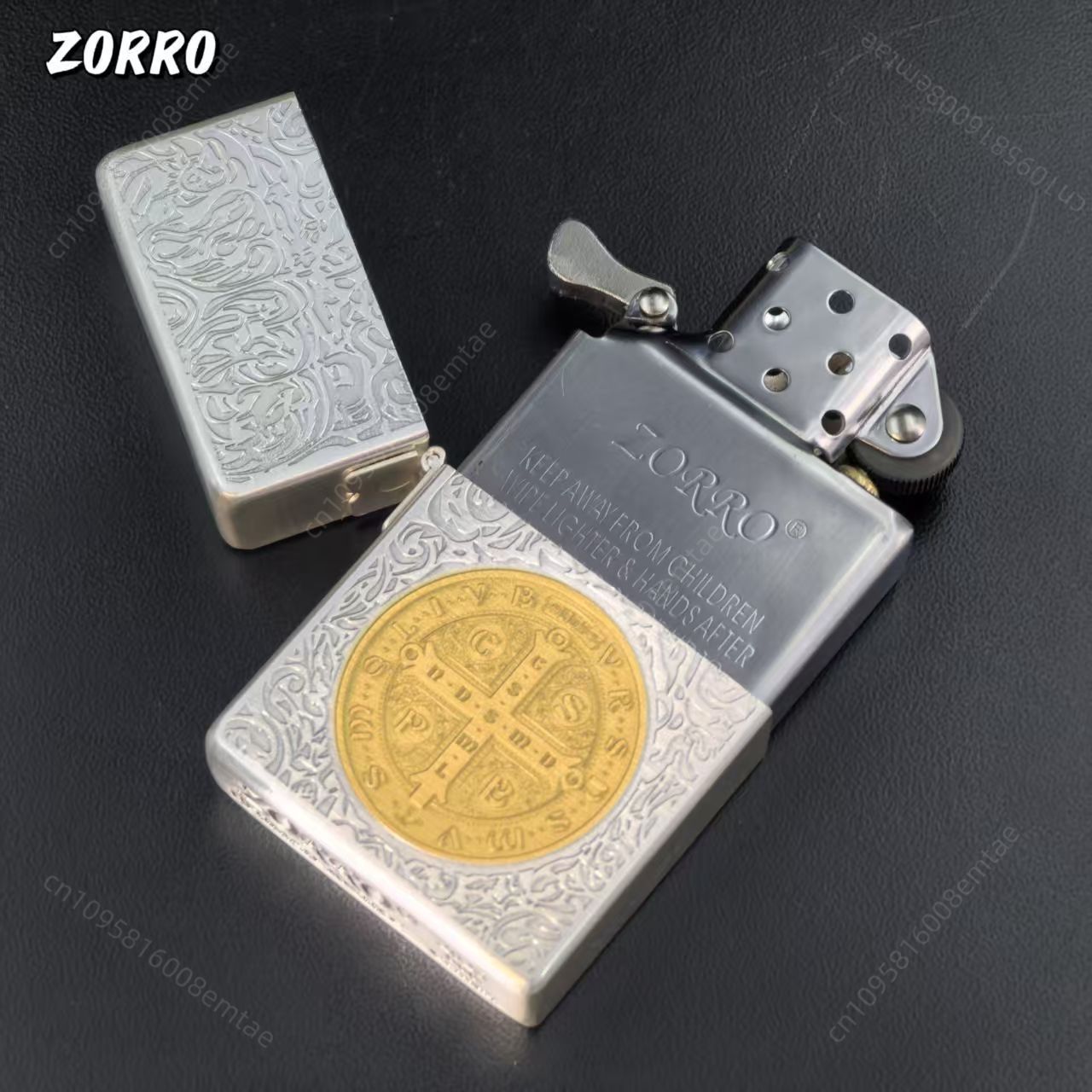 Lighter Insert Zippo - Isqueiro Zorro 906 Prata e Dourado