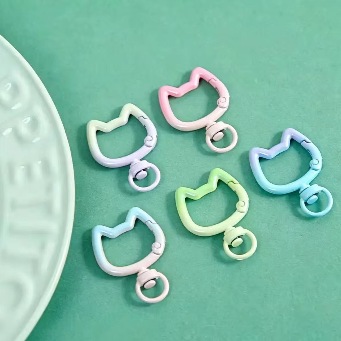 Carabiner Keychain - 5-10 Peças Mosquetão Gradiente Gato Fofo